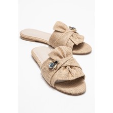 Donald Bej Hasır Fiyonklu Arı Tokalı Kadın Terlik