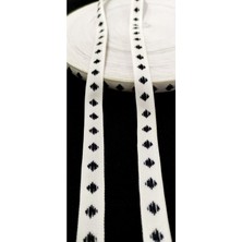 Altay Aksesuar Üçgen Puntolu Siyah Beyaz Dar Dokuma Şerit