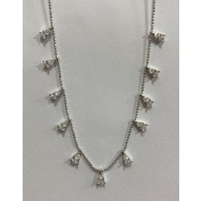 Damla Beyaz Taşlı Gümüş Şans Kolyesi