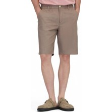 Koyu Vizon Dokuma Jogging Fit Casual Pamuk Karışımlı Bermuda