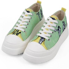Kadın Vegan Yeşil Kalın Taban Sneakers - The Band Tasarım