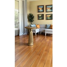 Simillo Home & Living El Yapımı Doğal Ahşap Yan Sehpa – Altın Varak Renk Tekli Model