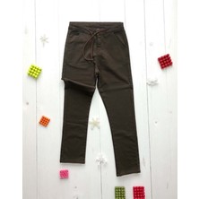 Bel Bağcıklı Dokuma Pantolon Kahverengi