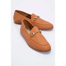 Luvi F03 Taba Cilt Hakiki Deri Kadın Loafer Ayakkabı