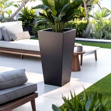 Aura Conica Fiber Konik Saksı 70x40cm Mat Büyük Boy - Üst Açıklık 40CM - Yükseklik 70CM Fiber Saksı Fiberglass