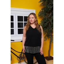 Rmg Şifon İçi Astarlı Büyük Beden Siyah Bluz