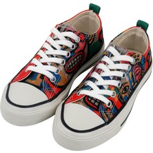 Kadın Vegan Kırmızı Sneakers - Mad Face Tasarım