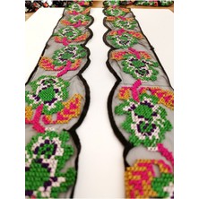 Altay Aksesuar Kabartmalı Tüllü Çiçek Desenli Kenar Kanaviçe Şerit