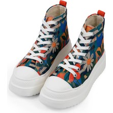 Kadın Vegan Çok Renkli Kalın Taban High Sneakers - Blossom Hug Tasarım