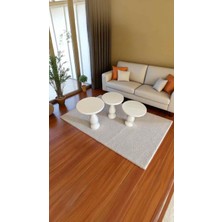 Modern Beyaz Mantar Sehpa Takımı – 3 Parça Ahşap Yan Sehpa Seti