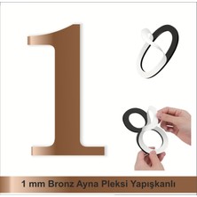 Kapı Daire Numarası 1 mm Bronz Ayna Pleksi Yapışkanlı No - 1 Bir