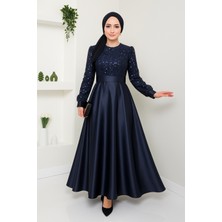 Kadın Giyim Abiye Moda Pul Detaylı Saten Abiye 2537