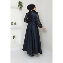 Kadın Giyim Abiye Moda Pul Detaylı Saten Abiye 2537