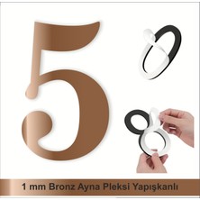 Kapı Daire Numarası 1 mm Bronz Ayna Pleksi Yapışkanlı No - 5 Beş