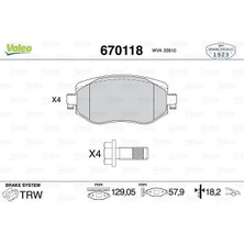 Ön Fren Balatası Renault Megane Iv 15 Tüm Motor Tipleri G:129MM Y:58.4 mm K:18MM