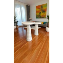 Simillo Home & Living Beyaz Renk Ahşap Sehpa Takımı – 2’li Mantar Yan Sehpa Seti