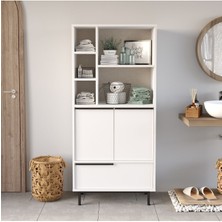 Bohem Banyo Dolabı Çok Amaçlı Dolap 3 Kapaklı Metal Ayaklı Beyaz BOH9C-W