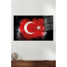 Türk Bayrağı Cam Tablo, Modern Ev ve Ofis Dekoru, Hediyelik Duvar Dekorasyonu, Kırılmaz Cam