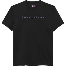 Erkek Bisiklet Yaka Logo Baskılı T-Shirt - Siyah