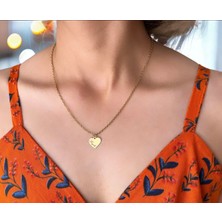 14 Ayar Altın Plakalı Leyla Ismine Özel Zincirli Kalp Figürlü Hediyelik KOLYE-481ISIM