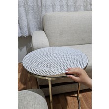 Yuvarlak Lüx Pvc Şeffaf Orta Sehpa Örtüsü Beyaz Modern Şık Dekoratif Çeyizlik Masa Örtüsü