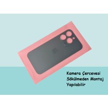 Tkgz - iPhone 14 Pro Arka Pil Batarya Kapağı - Cam Kapak Geniş Lens Deliği - Füme