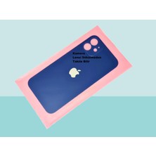 Tkgz - iPhone 12 Arka Pil Batarya Kapağı - Cam Kapak Geniş Lens Deliği - Lacivert