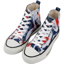 Kadın Vegan Lacivert High Sneakers - Swan And Raven Tasarım