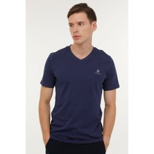 Lumberjack M-CT106 BSC V NK T-SH 4FX Lacivert Erkek Kısa Kol T-Shirt