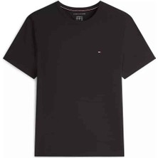 Erkek Tam Kalıp Bisiklet Yaka Teknik Kumaş T-Shirt - Siyah