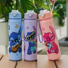 Bpa Free Stitch Desenli Suluk, Çocuk Suluk, Su Matarasi, Sızdırmaz Kapak ve Dahili Pipetli, 750ML