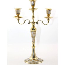 Markport Pirinç Sedefli 3'lü Şamdan 26096