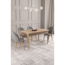 Calvin Atlantik 80X132 Açılabilir Mdf Masa Yemek Odası Takımı, Mutfak Takımı 4 Adet Sandalye
