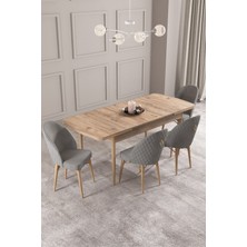 Calvin Atlantik 80X132 Açılabilir Mdf Masa Yemek Odası Takımı, Mutfak Takımı 4 Adet Sandalye