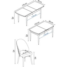 Calvin Atlantik 80X132 Açılabilir Mdf Masa Yemek Odası Takımı, Mutfak Takımı 4 Adet Sandalye