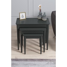 Elegance Antrasit Mdf Lake Boyalı Tabla Gürgen Ayak 3 Lü Zigon Sehpa Takımı Çay Sehpası Servis Sehpa