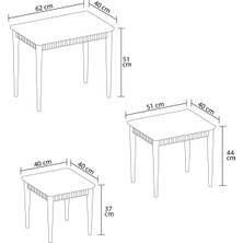Elegance Antrasit Mdf Lake Boyalı Tabla Gürgen Ayak 3 Lü Zigon Sehpa Takımı Çay Sehpası Servis Sehpa