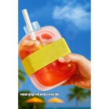 500ML Basmalı Pipetli Buz Kalıbı - Hem Şişe Hem Buz Kalıbı - Bu Kalıplı Pratik Pipetli Şişe Silikon