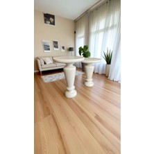 Simillo Home & Living Doğal Ahşap 2’li Mantar Sehpa – Beyaz Yan Sehpa Takımı