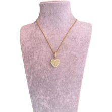 Kristal Kalp Uçlu Burgu Zincirli Çelik Kolye