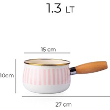 Le murano Blush Royale Emaye Ahşap Saplı Sütlük | Yumurtalık | Sosluk 1.3 Lt