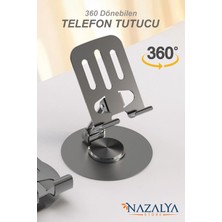 Metal 360 Derece Dönebilen Telefon Tutucu Ayarlanabilir Masaüstü Tablet Tutucu Şarj Standı