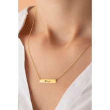 Altın Plakalı 14 Ayar Leyla Ismine Özel Zincirli Dikdörtgen Motifli Hediyelik KOLYE-484ISIM