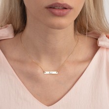 Altın Plakalı 14 Ayar Ipek Ismine Özel Dikdörtgen Motifli Zincirli Hediyelik KOLYE-484ISIM