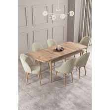 Calvin Atlantik 80X132 Açılabilir Mdf Masa Yemek Odası Takımı, Mutfak Takımı 6 Adet Sandalye