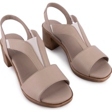 Hakiki Deri Sandalet Modern Lastikli 607 Gri