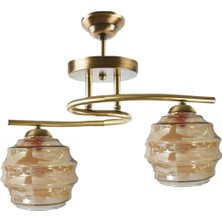 Amanda Modern Bal Camlı Mat Gold Kasalı Ikili Avize