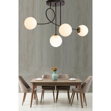 Eva Modern Tasarım Kapalı Globe Camlı Dörtlü Avize