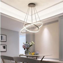 Alex Gri Kasa Beyaz Işık Modern Tasarım Halkalı Ikili Ledli Avize