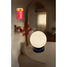 Irem Pilli Siyah Kasa Beyaz Camlı Masa Lambası